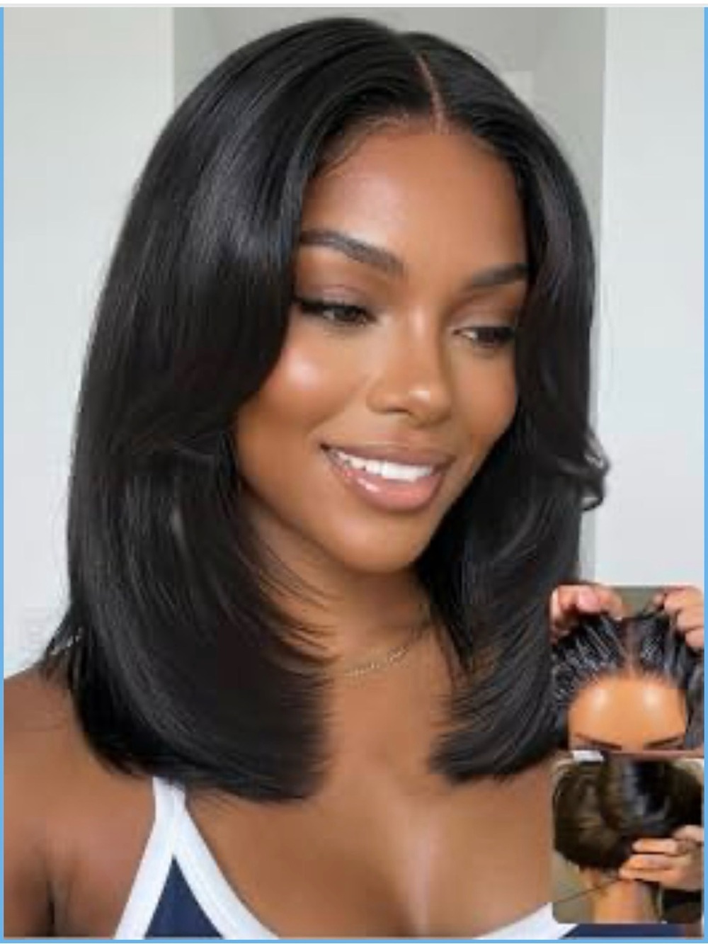12” UNICE 7x5 Bye Bye Slip Bob Human Hair Wig Blowout Layered with Curtain Bang